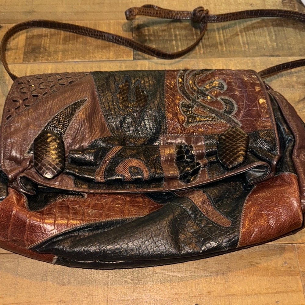 Sharif Vintage Leather Patchwork Crossbody Bag